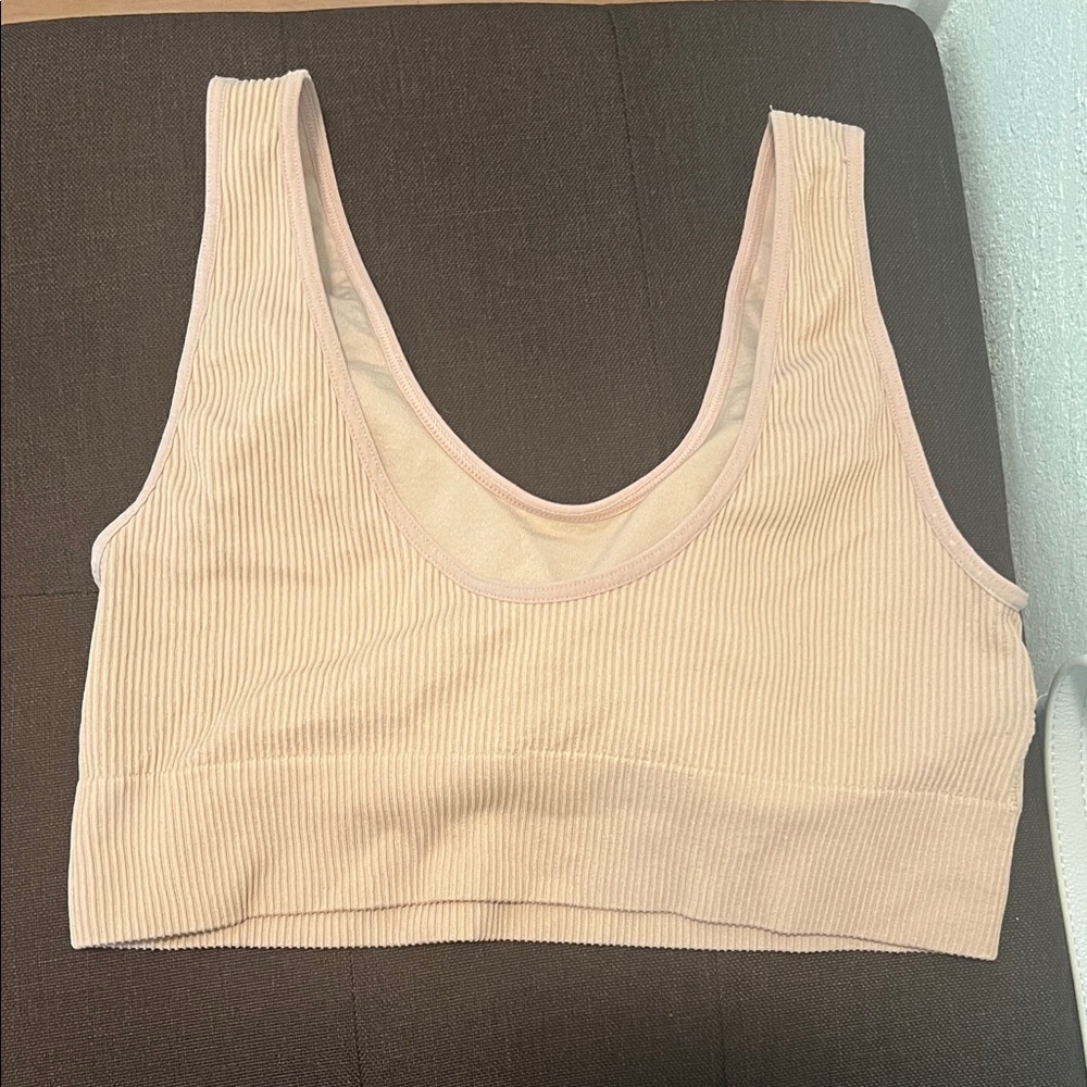 #1305+ Padded Women's Ribbed Cream Bralette - Picture 2 of 9
